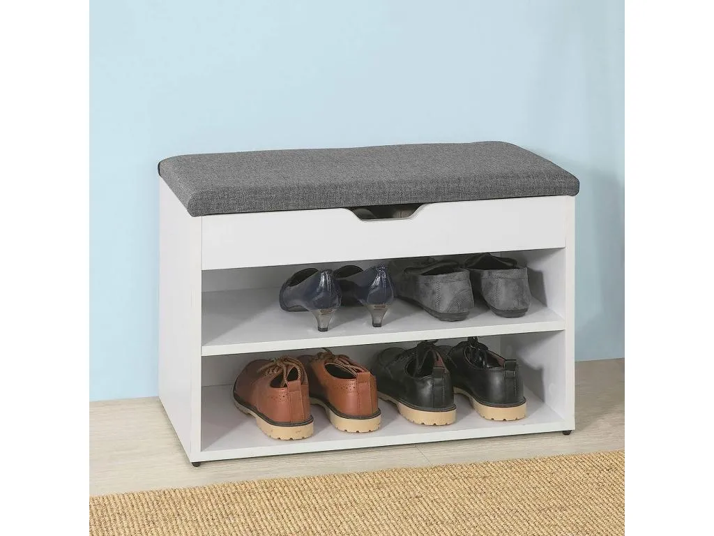 Banco zapatero Nidovia, armario organizador de zapatos, blanco, 60x30x43 cm agk1241659