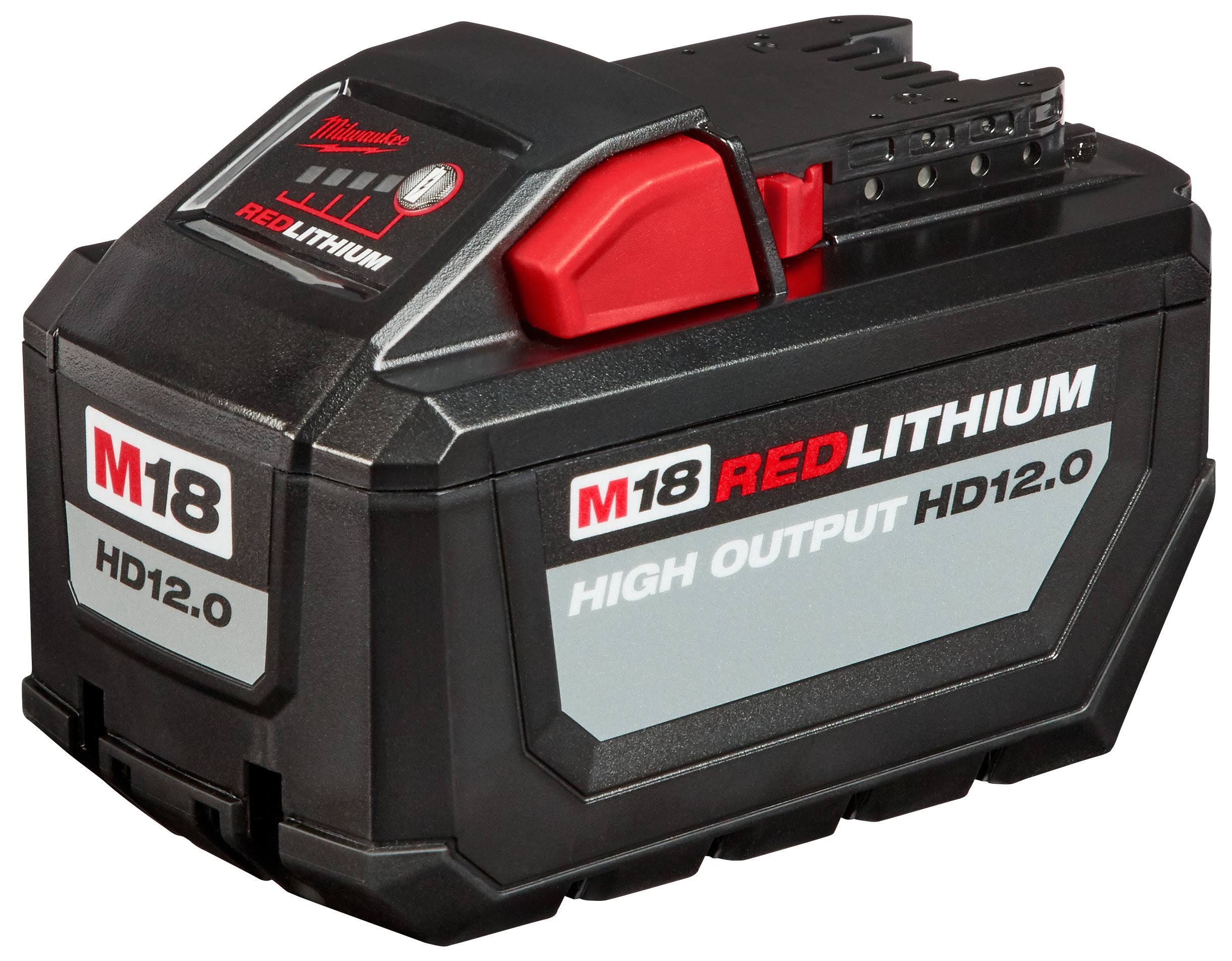 Milwaukee M18 Red Li-ion High Output HD 12.0 Ah 18V Battery 48-11-1812-Instock(12.0-Amp)