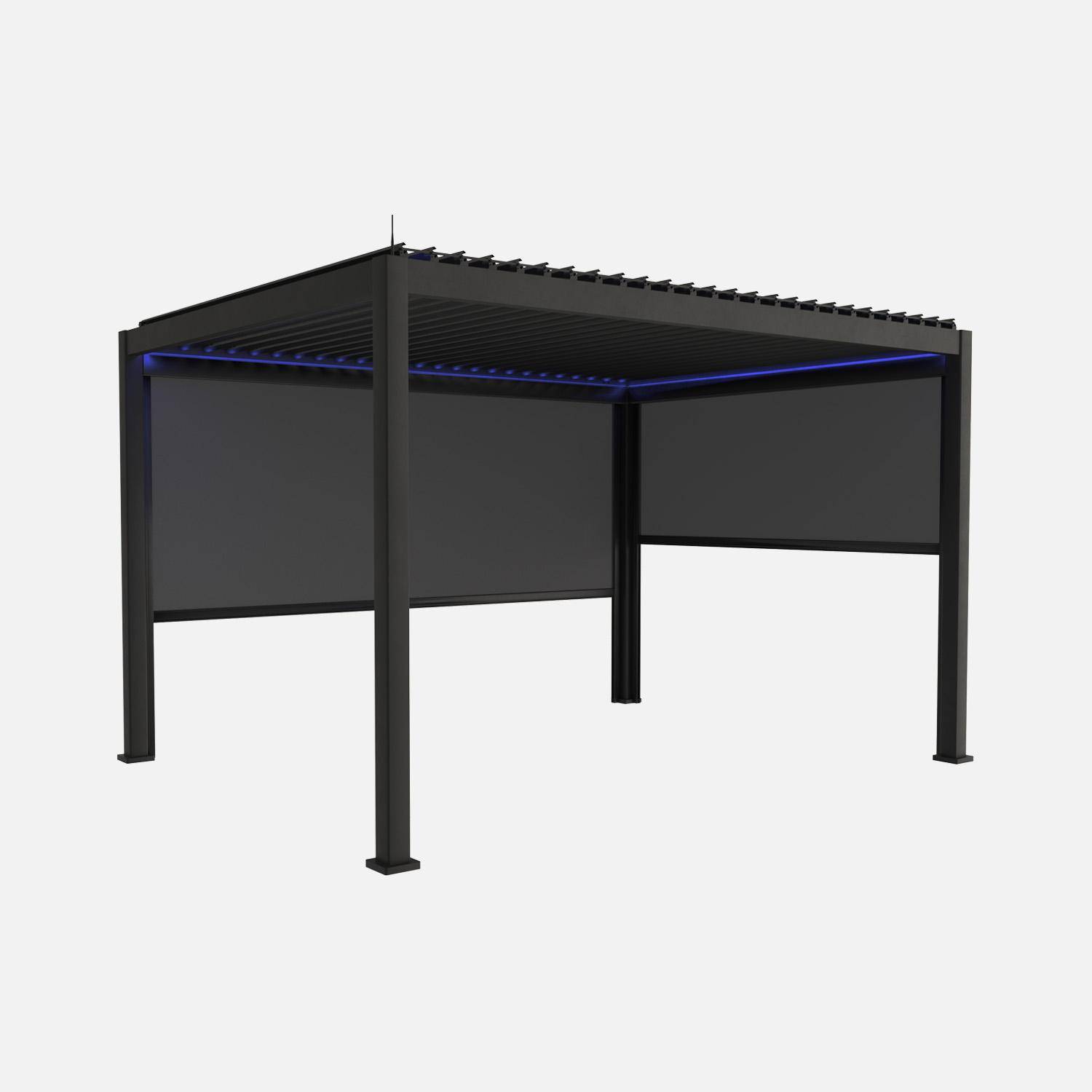 Triomphe 3x4m LED + accesorios - Pérgola bioclimática 3x4m eléctrica LED + toldo 3m + toldo 4m