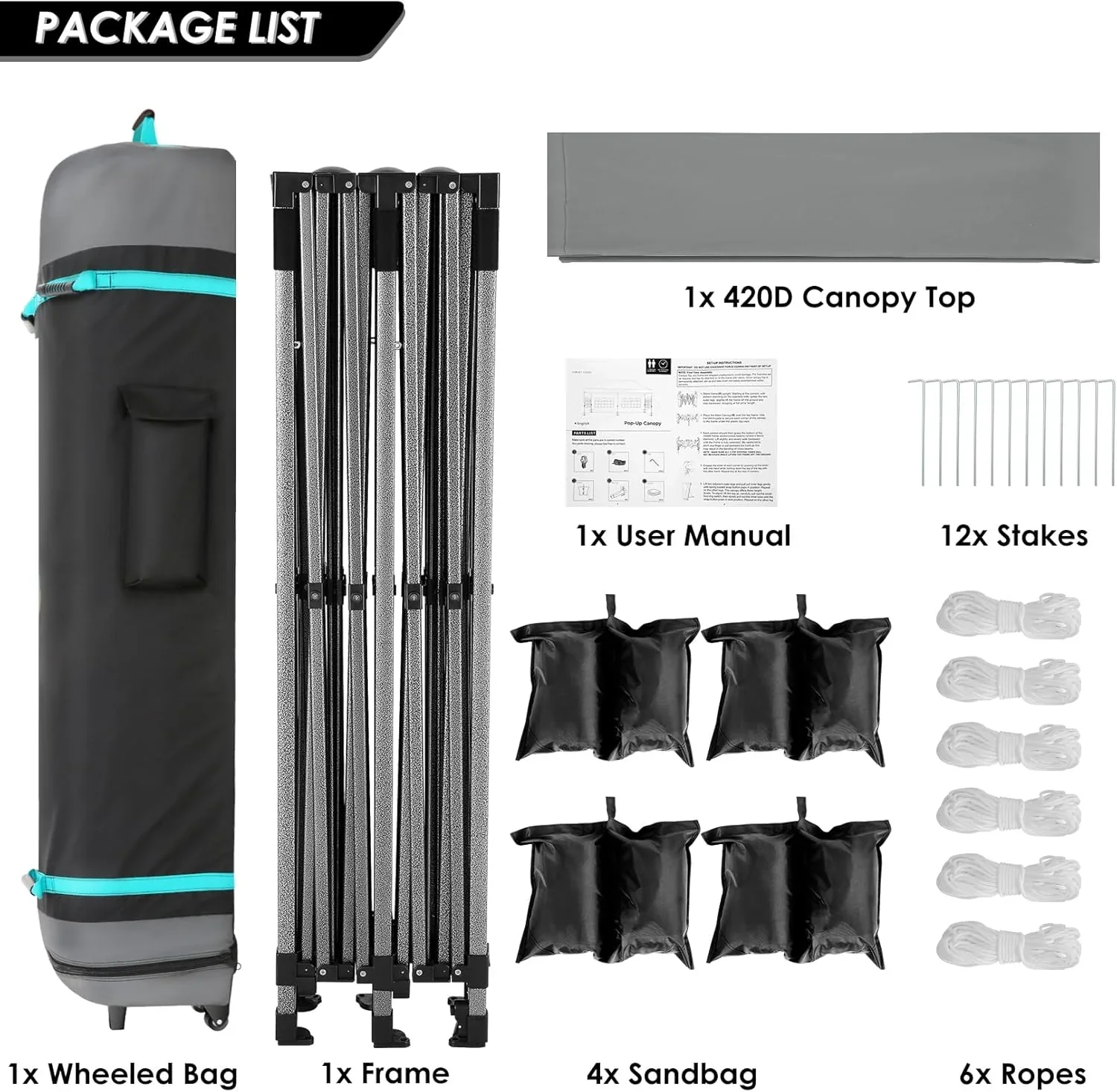 COBIZI 10x20 Heavy Duty Pop up Canopy Tent with 6 sidewalls Easy Up Commercial Outdoor Canopy Wedding Party Tents for Parties All Season Wind & Waterproof Gazebo with Roller Bag,Black(Frame Thickened)