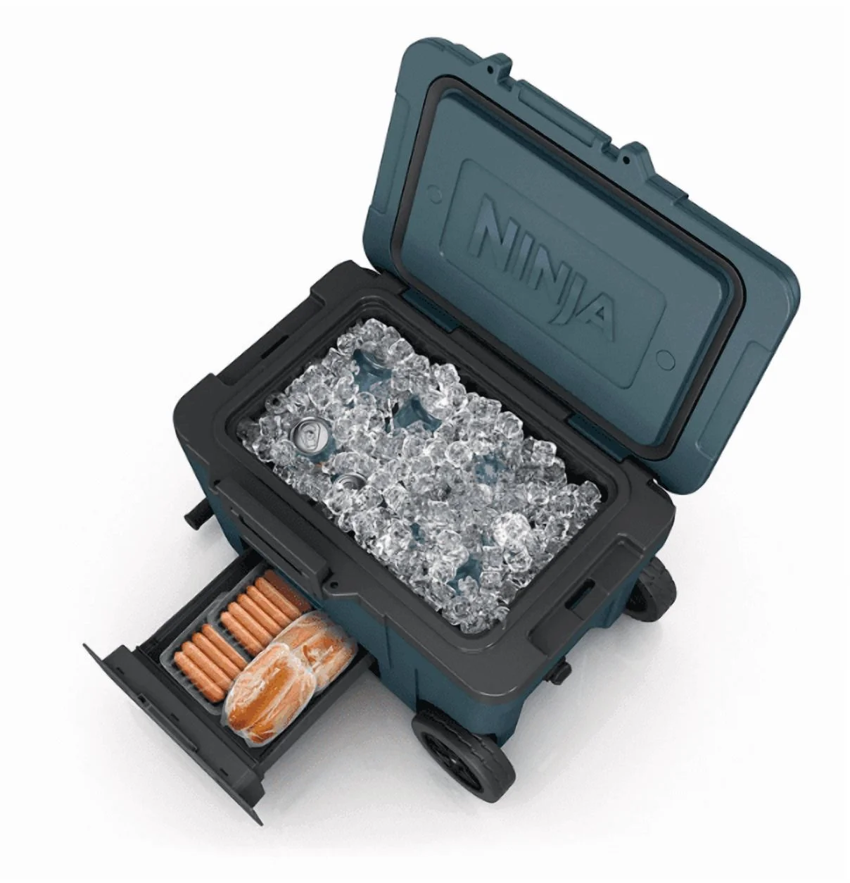Ninja | Cooler | FrostVault 45QT Cooler with Wheels | Insulated with Temp Dry Storage Drawer | Keeps Ice Cold for Days | for The Beach, Camping, Picnics & More | Ocean Blue | FB245AOB - Image 3
