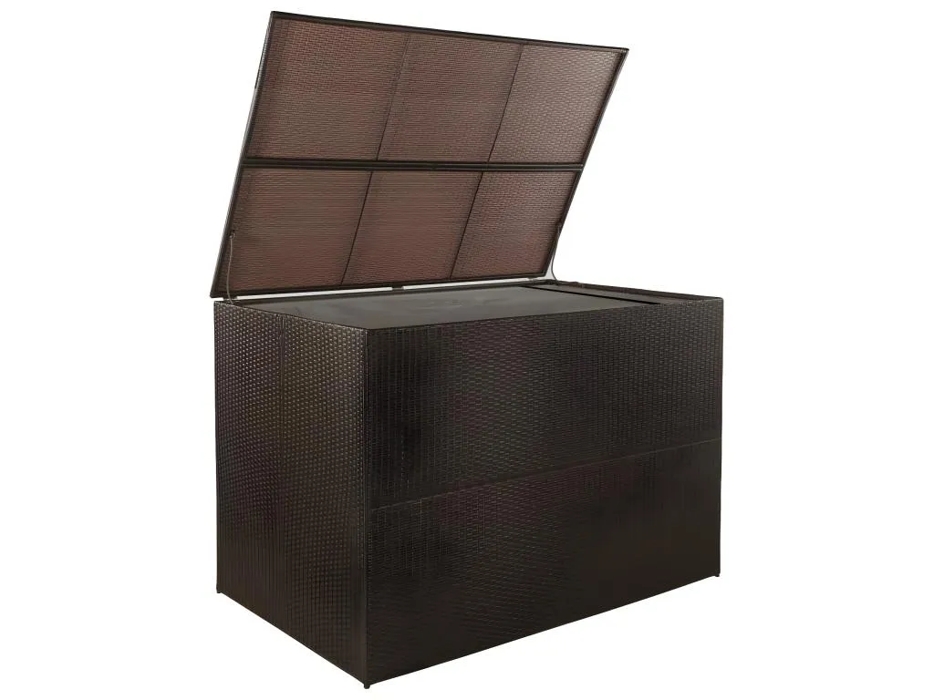 Caja de almacenaje para jardín de ratán sintético marrón 150x100x100 cm. tjo1593611