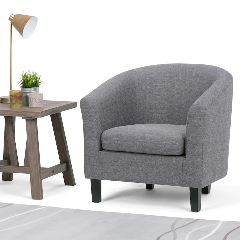 Modern Tub Accent Chair with Upholstered Seat and Wooden Legs