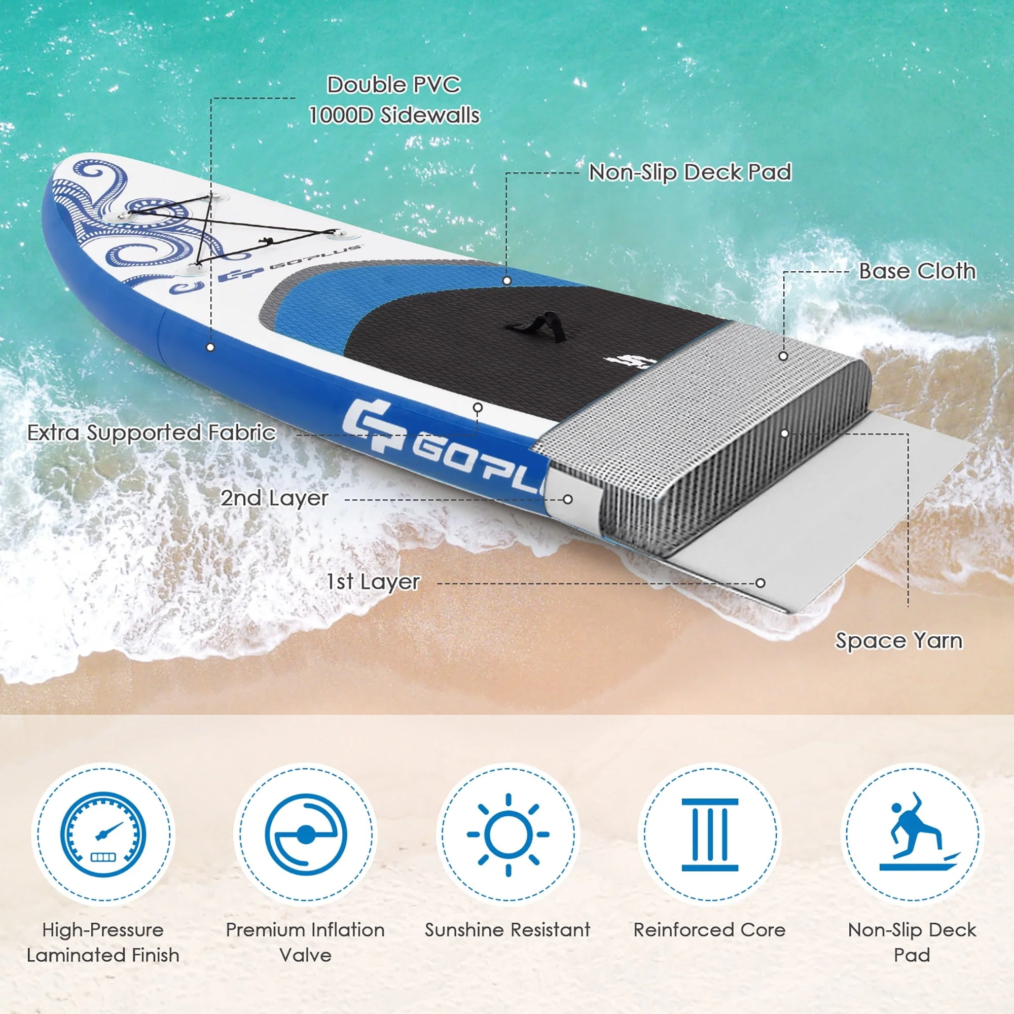 Goplus 10.5-?Inflatable Stand Up Paddle Board 6" Thick SUP W/Carrying Bag Aluminum Paddle - Image 7