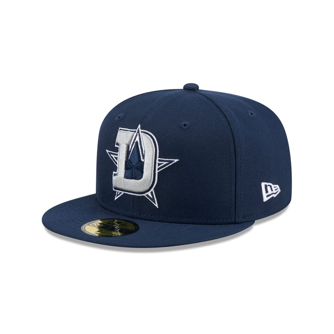 New Era Dallas Cowboys Navy 59FIFTY Fitted Hat front left angle featuring D and star logo