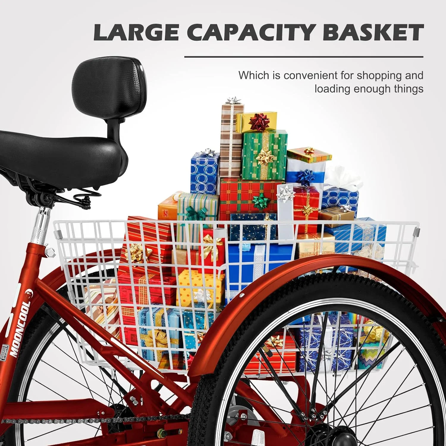 FICISOG 7 Speed Adult Tricycle for Women, 20/24/26 Inch Adult Trike with Basket, 3 Wheel Bikes for Adults Seniors, Cruise Trike for Shopping Picnic - Image 10
