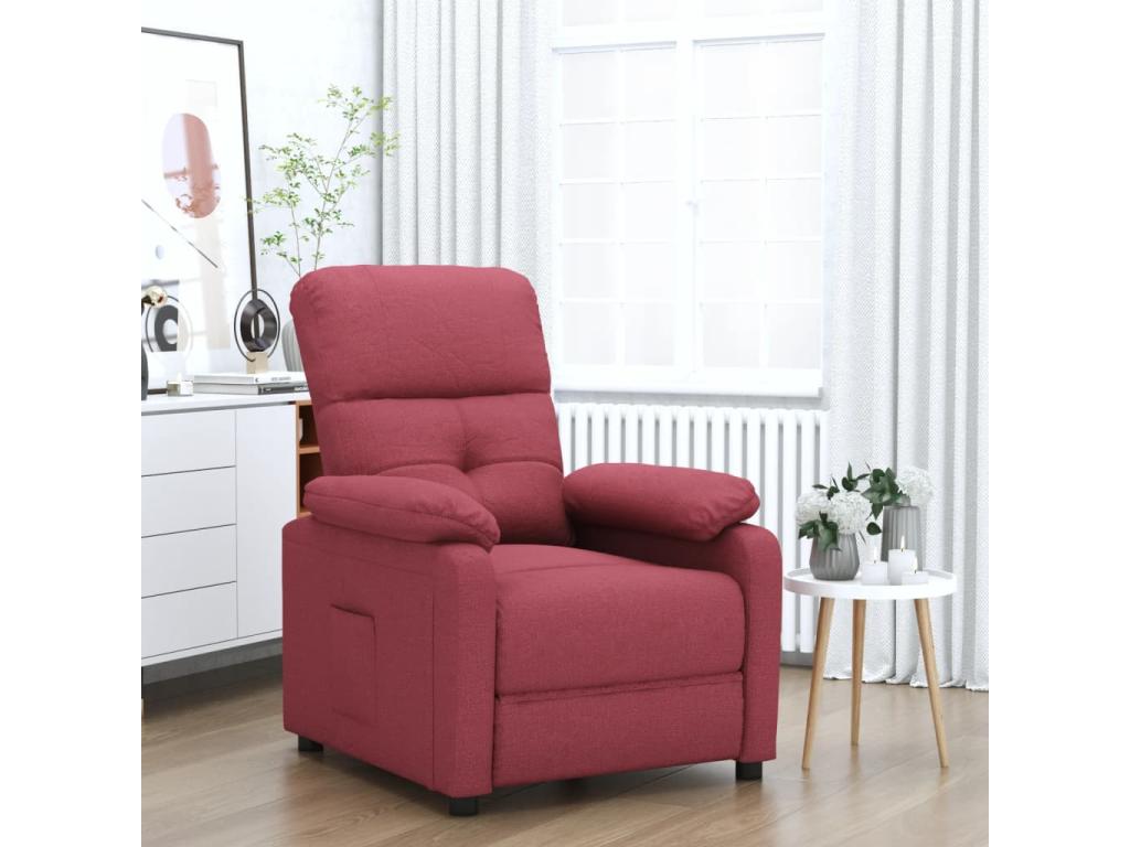 Sillón reclinable de tela rojo tinto