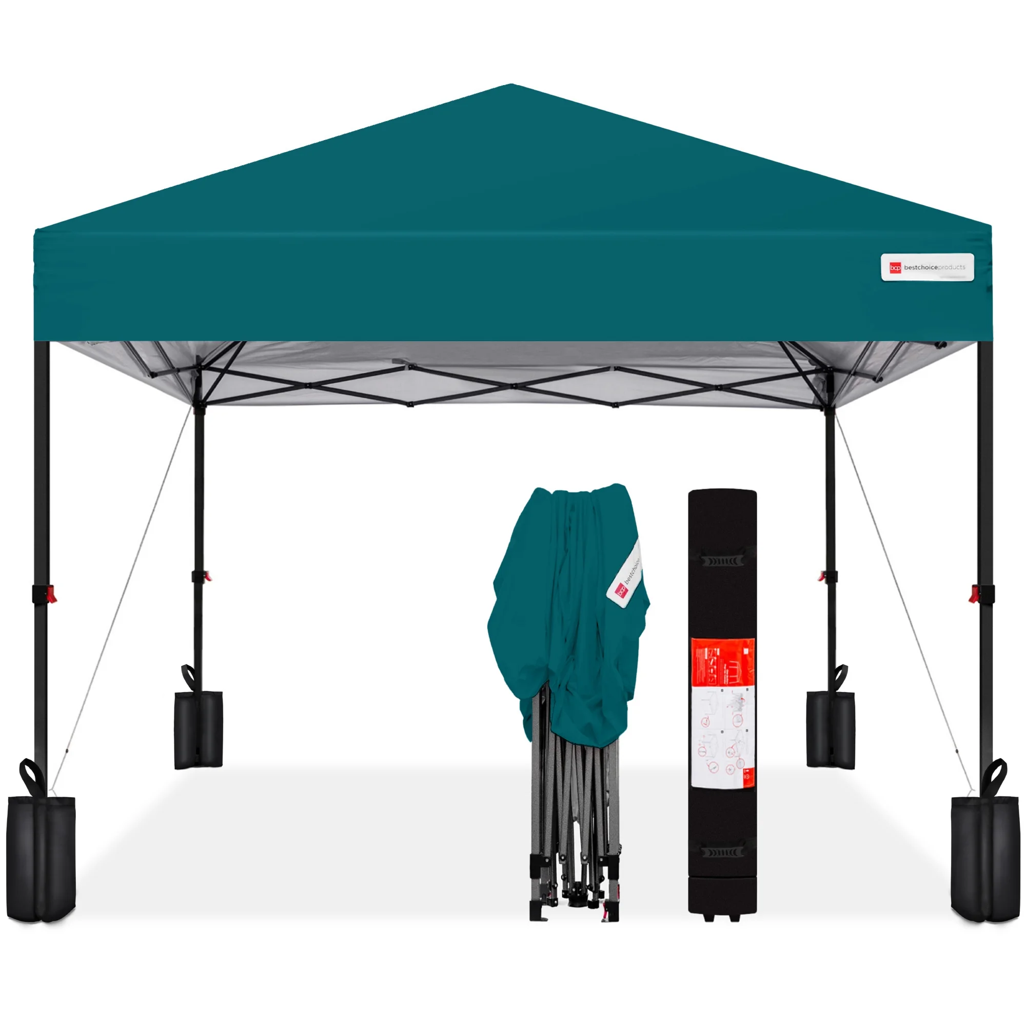 Best Choice Products 12x12ft Easy Setup Pop Up Canopy w/ 1-Button Setup, Wheeled Case, 4 Weight Bags - Navy Blue - Image 126