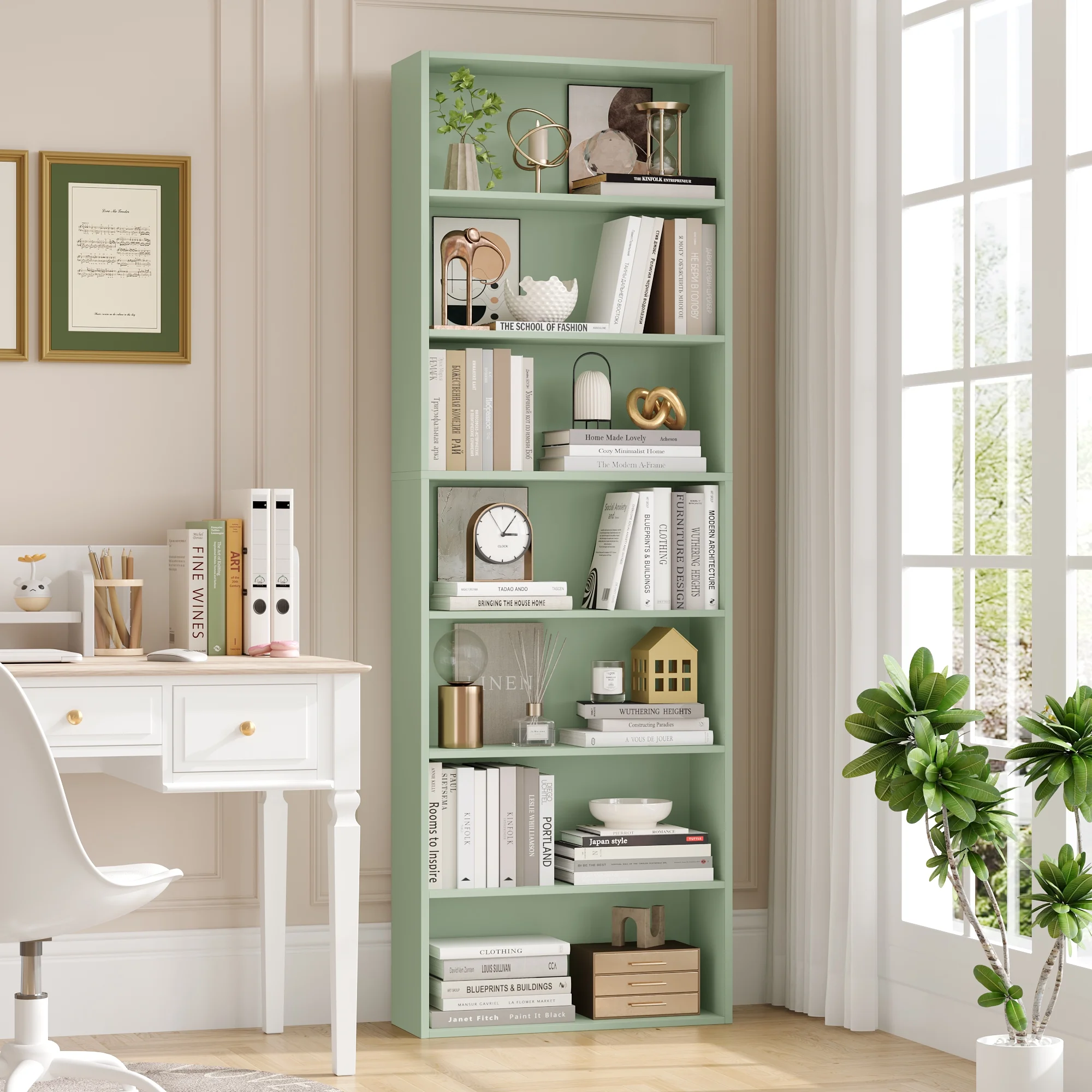 Homfa 82" Tall Bookcases, Freestanding Display Storage Shelves, 7-Tier Open Bookshelf for Home Office Living Room Bedroom, White - Image 28