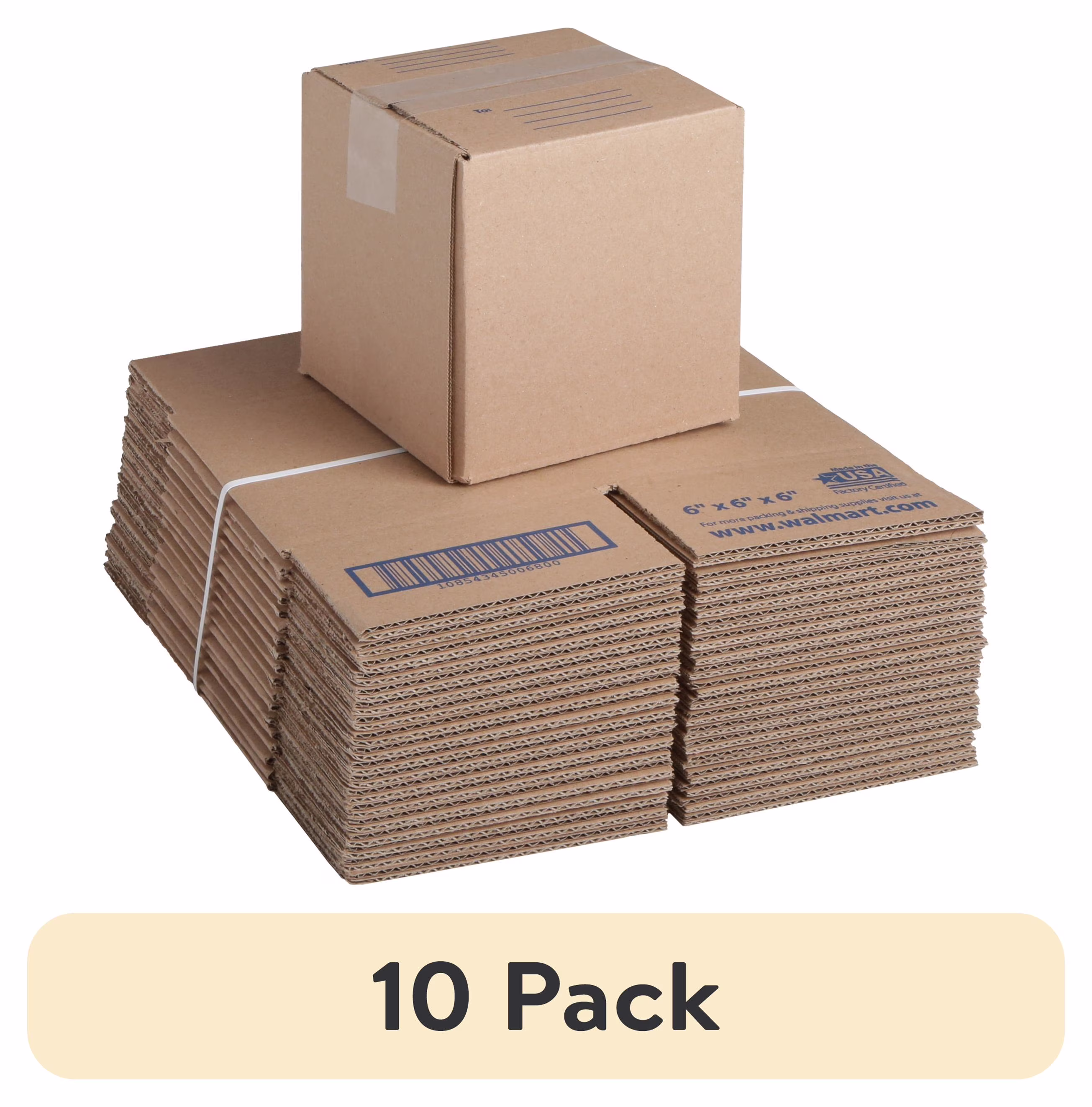 (10 pack) Pen+Gear Recycled Shipping Boxes, 6 in. L x 6 in. W x 6 in. H, 30-Count - image 1