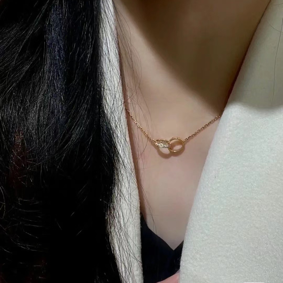 Cartier Pink Gold LEVE LOVE Pendant Necklace - Half Paved - Original Replica Club