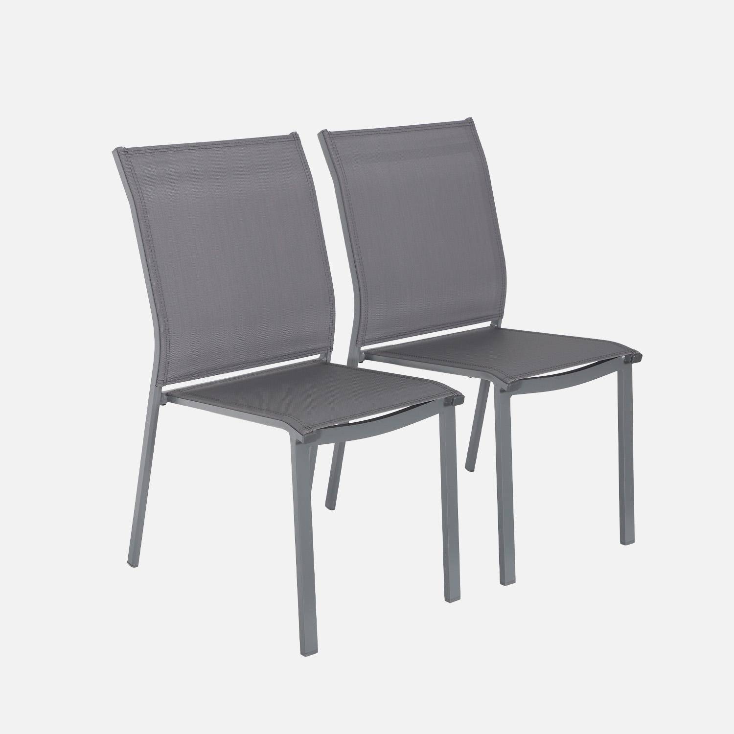 Cleveland - Silla de jardín apilable de aluminio y textilene, set de 2