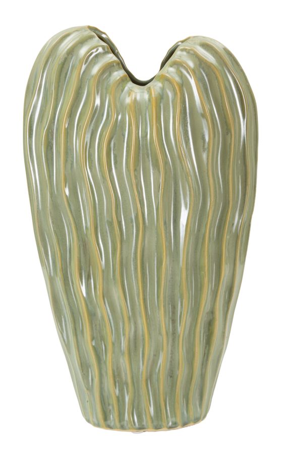 Groene keramische vaas 22x10x39 cm