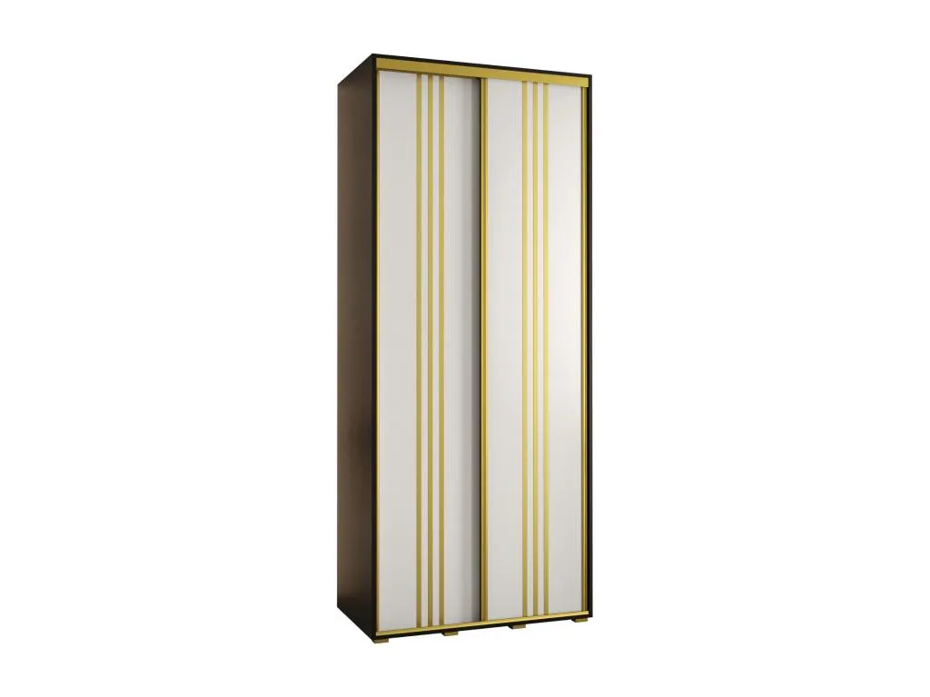 Armario Biocasahogar con 2 puertas correderas 235.2x120x60 cm (Negro/Blanco/Oro) AX1850890