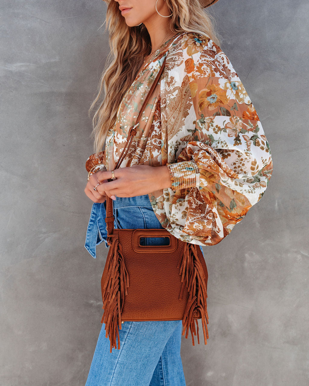 Aria Fringe Crossbody Bag - Tan - Se7enfashion