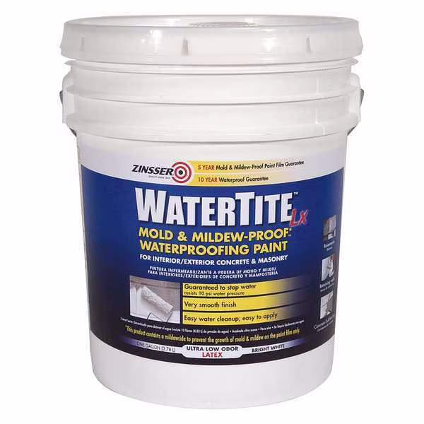 Zinsser Mold and Mildew Paint, White, 5 Gal, Pail 270269