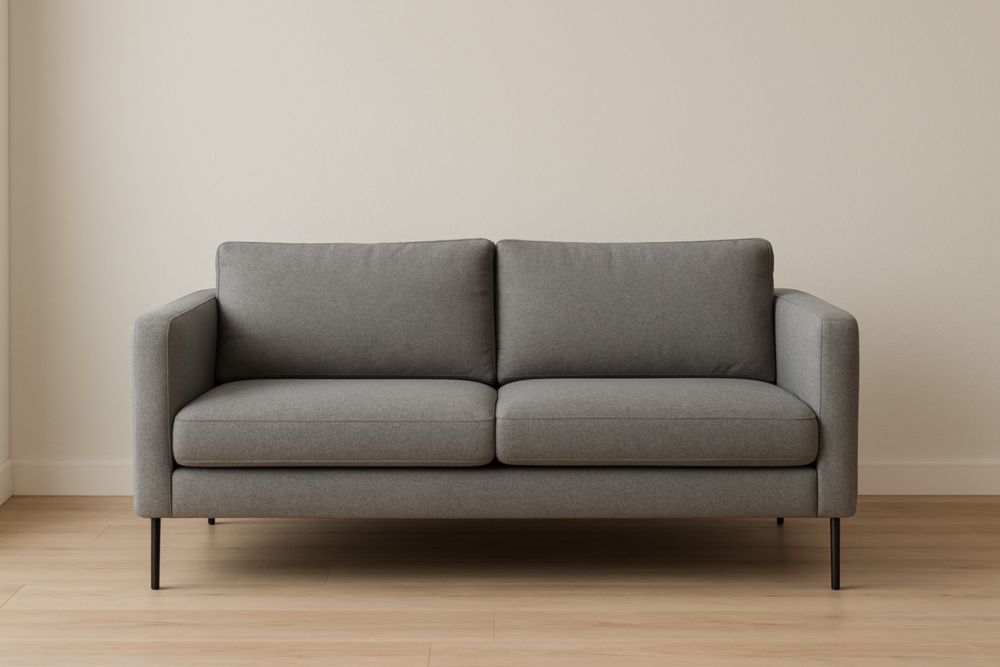 200x90x85 cm sofá 2 plazas estructura metálica tapizado tela poliéster gris