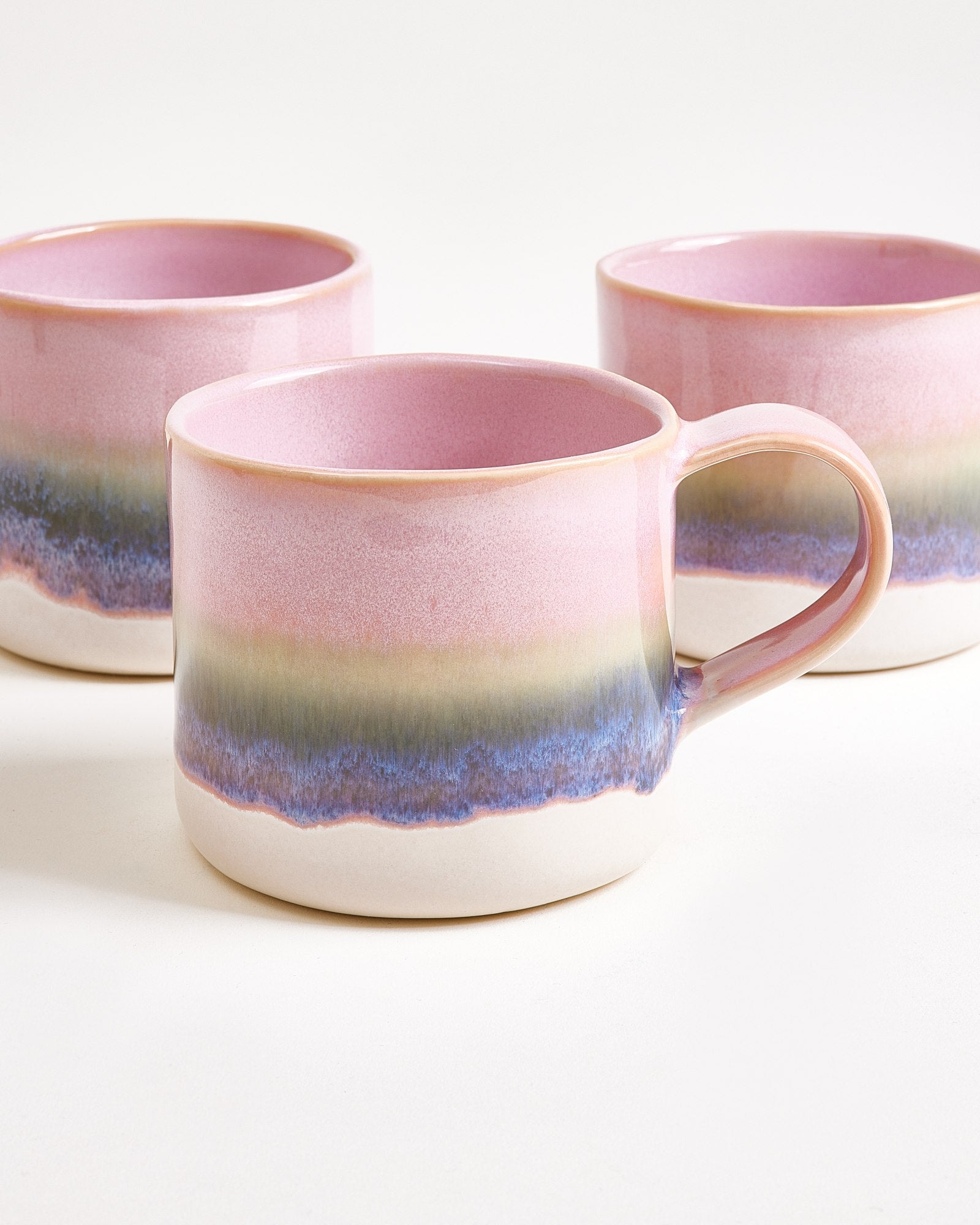 Nódoa Tasse groß dipped rosa grün 4er-Set