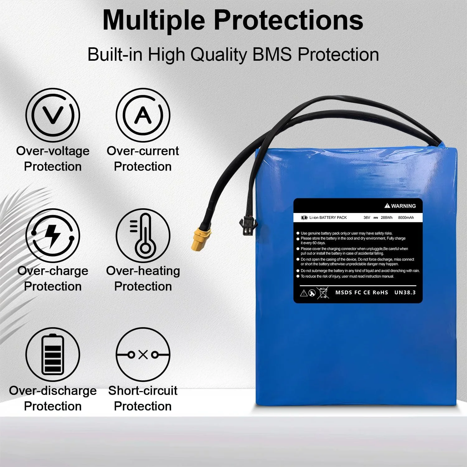 36V 8Ah Electric Scooter Battery Compatible for Phantomgogo R1 Electric Scooters 36V Electric Scooter Replacement Battery 288Wh Li-ion Power Batteries, Size: 7.68 * 5.2 * 1.50 inch - Image 4