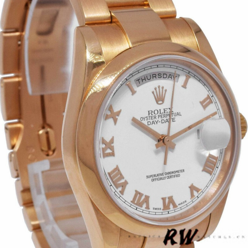 Rolex Day-Date 118205 White Roman Numeral Dial 36mm Unisex Replica Watch