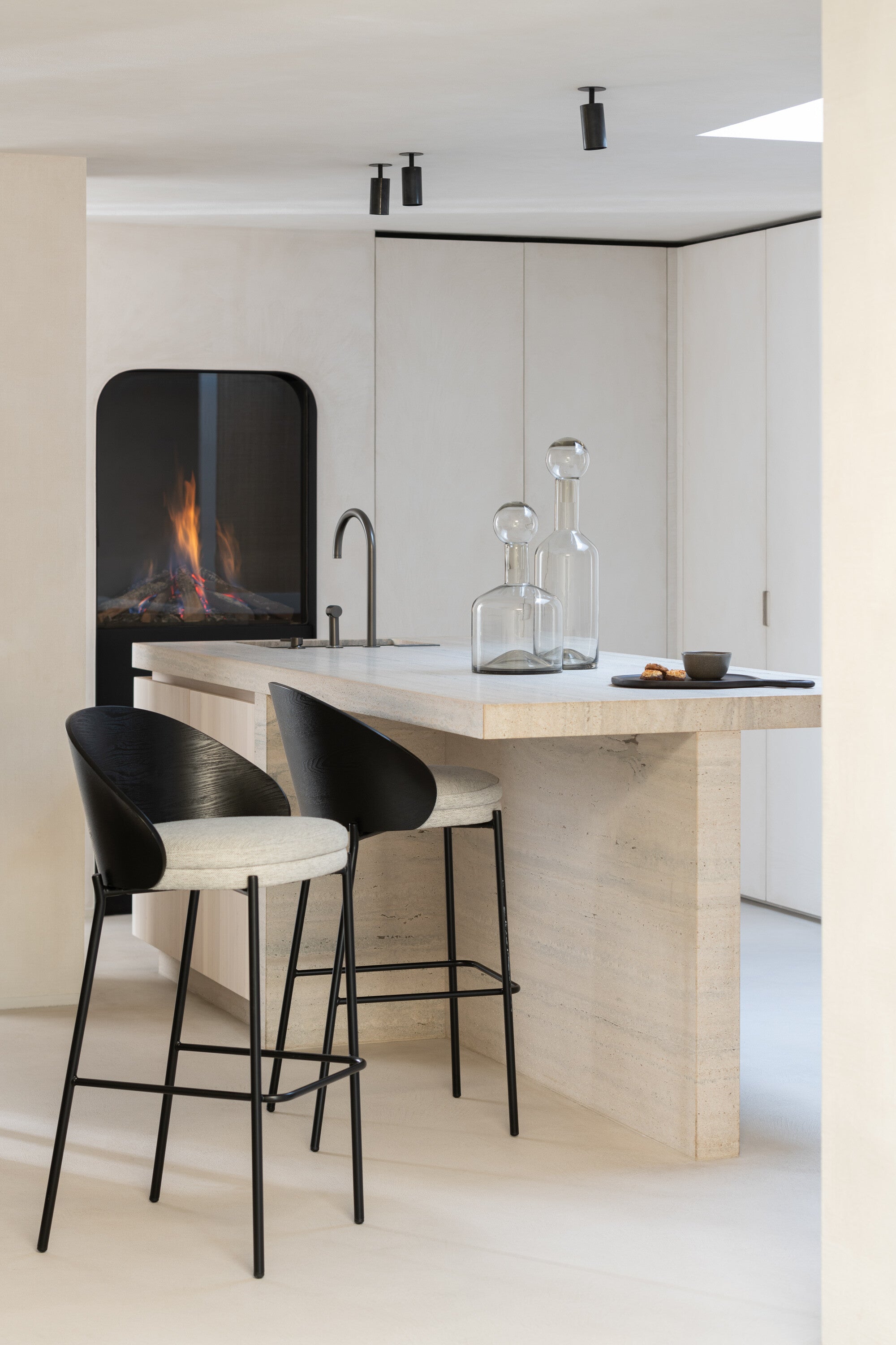 J-Line decoratie Fles Norma - glas - grijs - medium