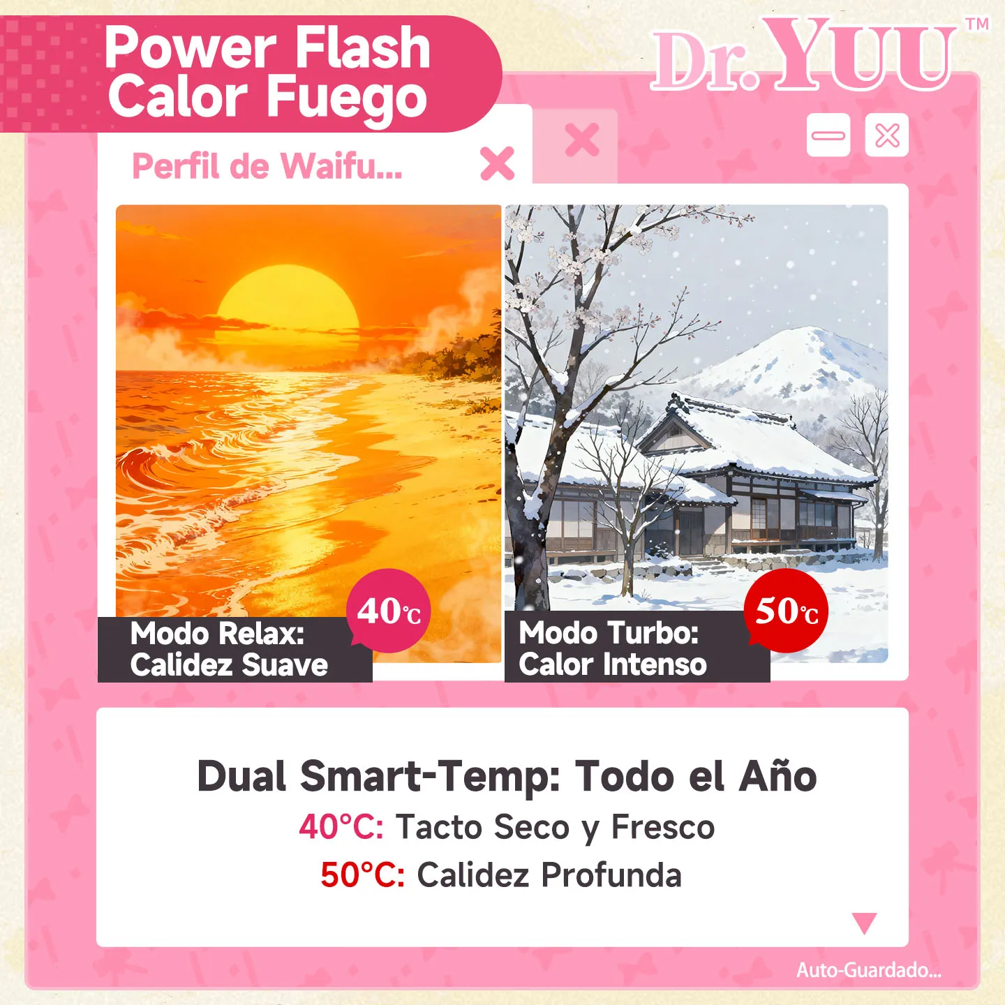 Ajuste de modos de calor suave y fuego extremo en el masturbador masculino Dr.YUU