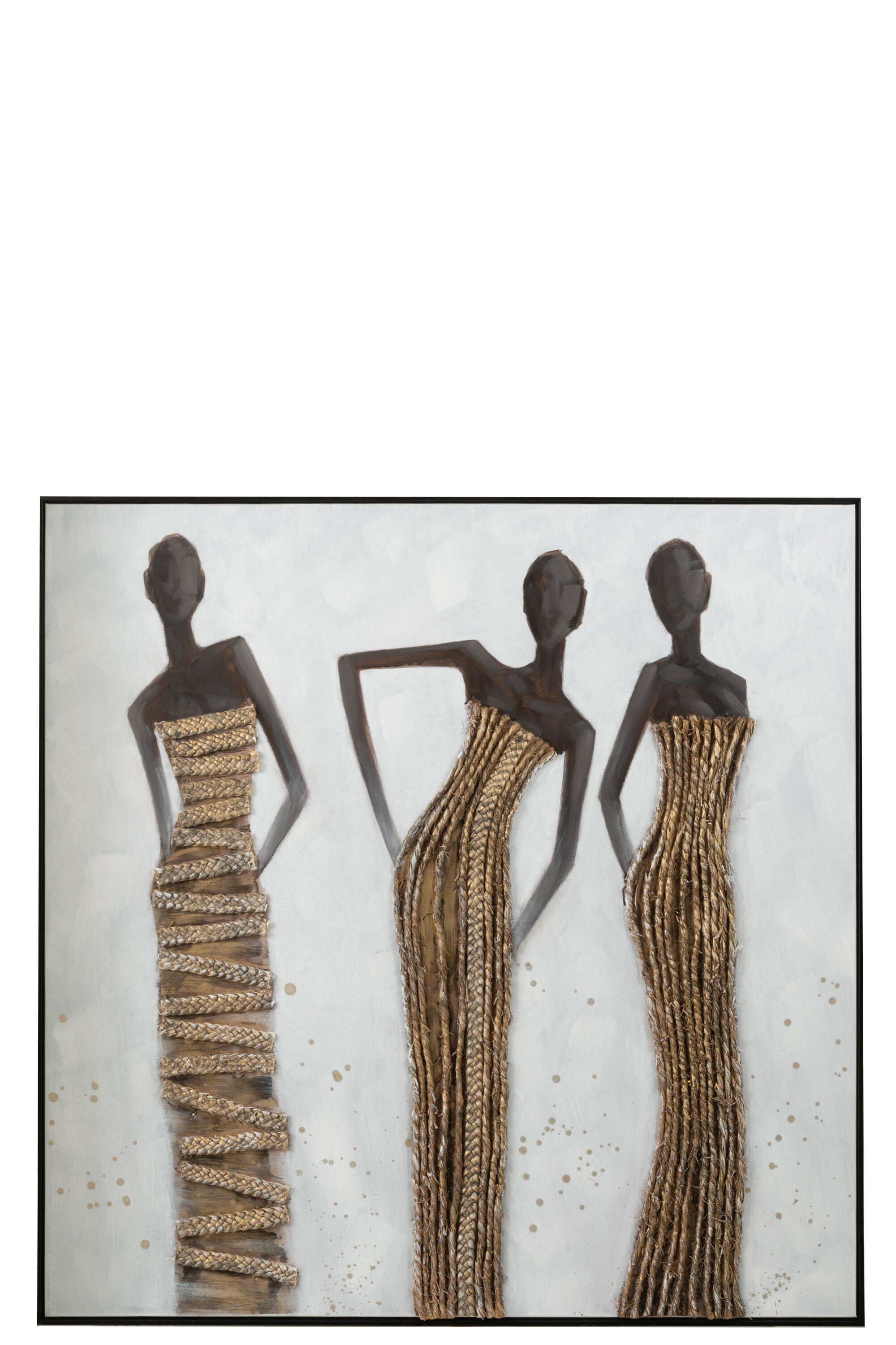 J-Line wanddecoratie 3 Afrikaanse Vrouwen - canvas verf touw
