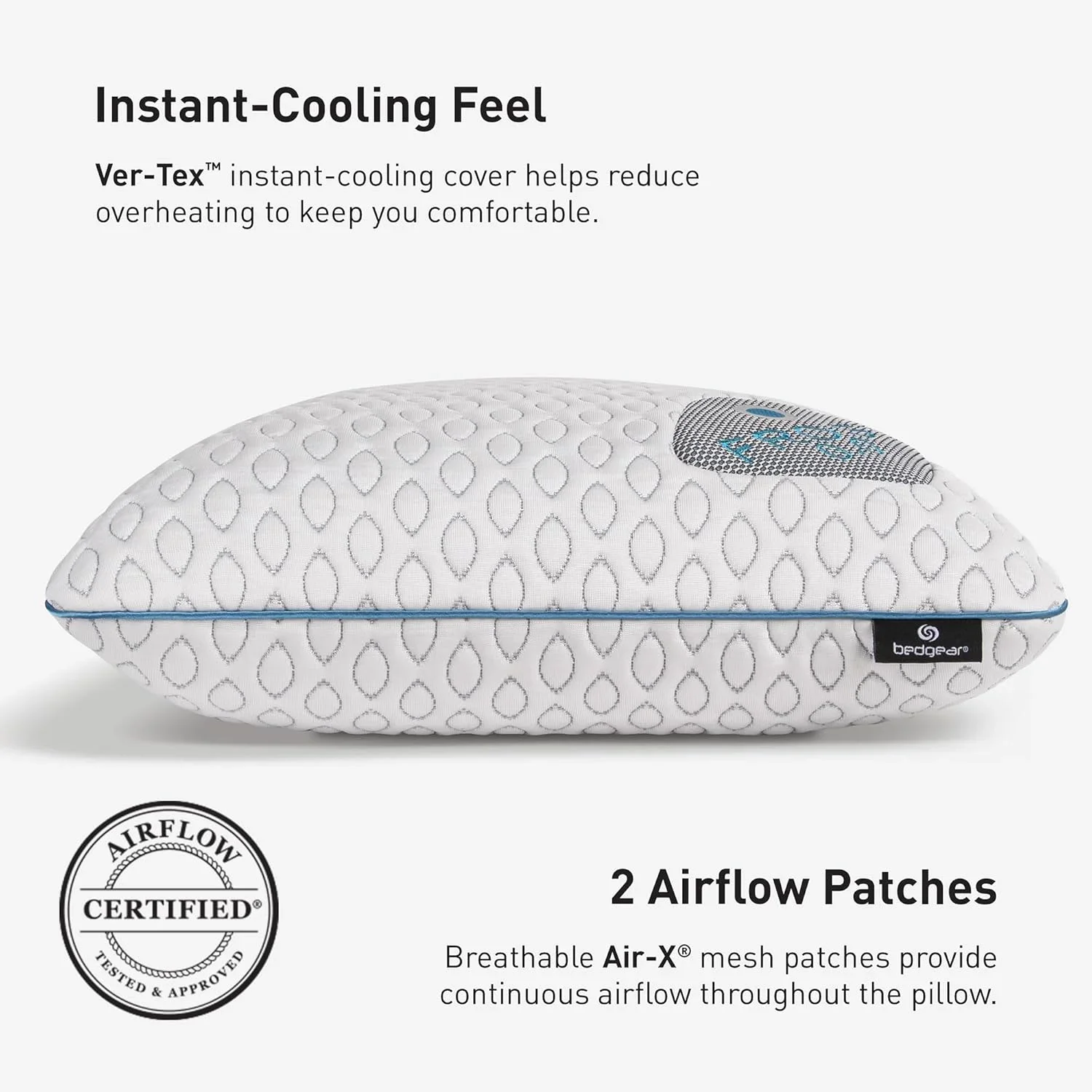 Bedgear Frost Performance Pillow - Size 3.0 - Cooling Bed Pillow for Hot Sleepers - Medium Firmness Pillow for All Sleep Positions, Hypoallergenic