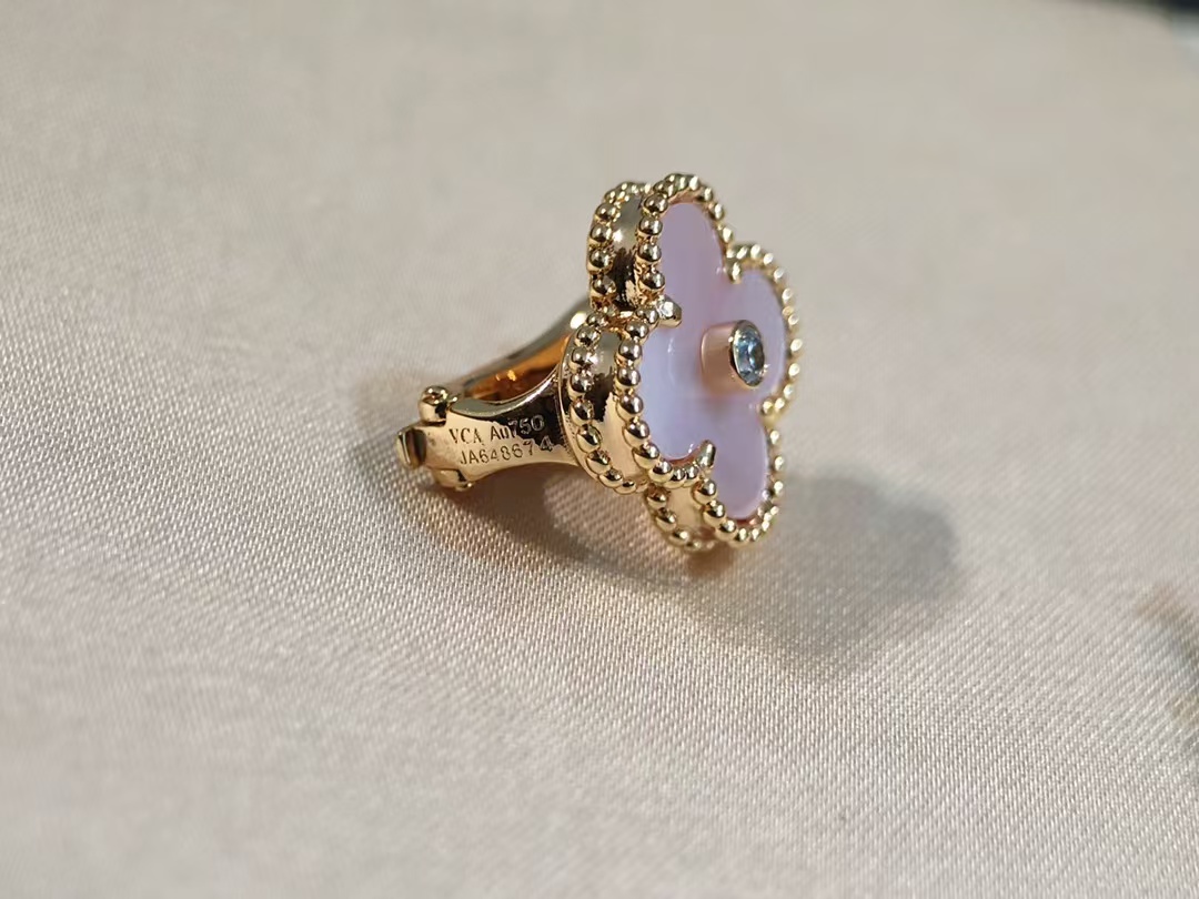 VCA Pink Mother of Pearl Clover Stud Earrings - Original Replica Club