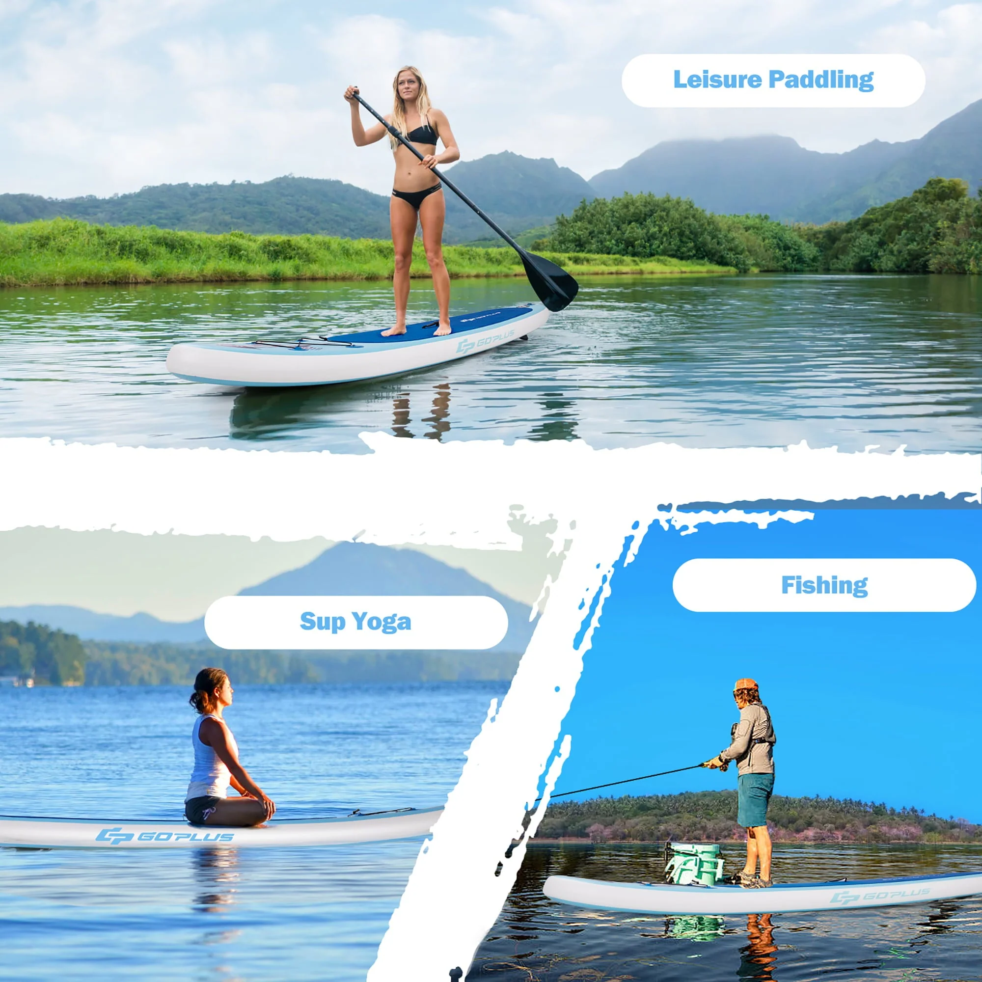 Goplus 10' Inflatable Stand Up Paddle Board SUP W/Adjustable Paddle Pump Leash - Image 4