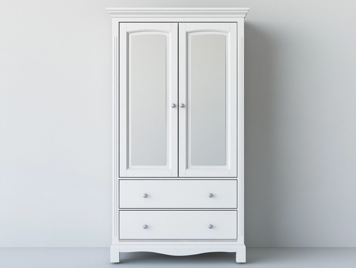 Armario blanco con 2 puertas y 2 cajones 190x80x50 cm para dormitorio