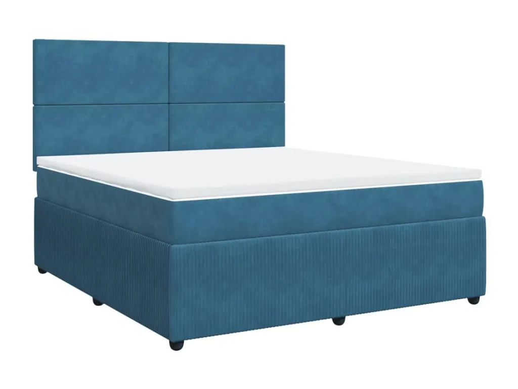 Cama box spring con colchón terciopelo azul oscuro 180x200 cm wxa3519667
