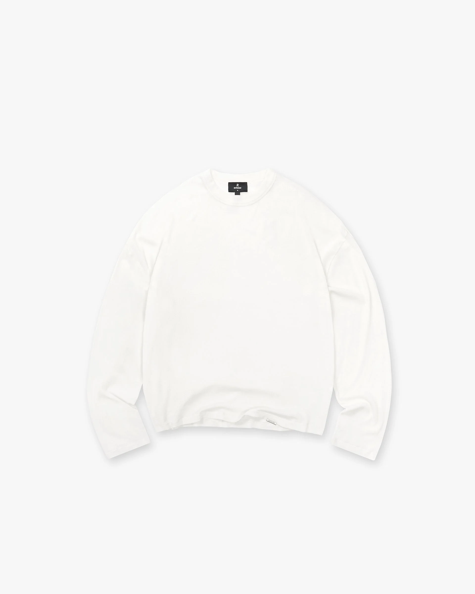 Initial Sheer Rib Long Sleeve T-Shirt - Flat White