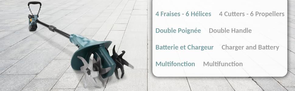  Motobineuse Maniable Pratique Professional Double Poign