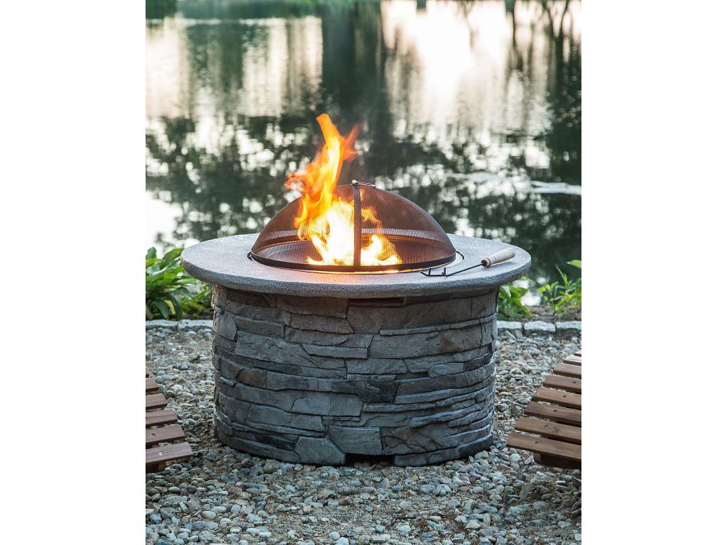 Chimenea redonda gris claro TAMBORA