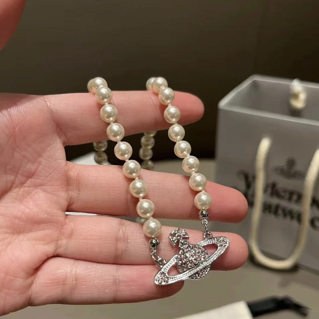 Vivienne Westwood Pink Saturn Necklace - Original Replica Club
