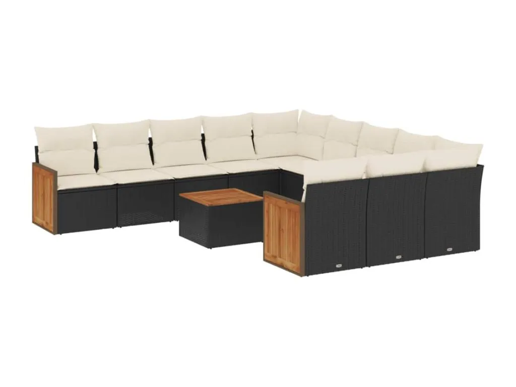 Set de sofás de jardín 12 piezas cojines ratán sintético negro 09357eexi