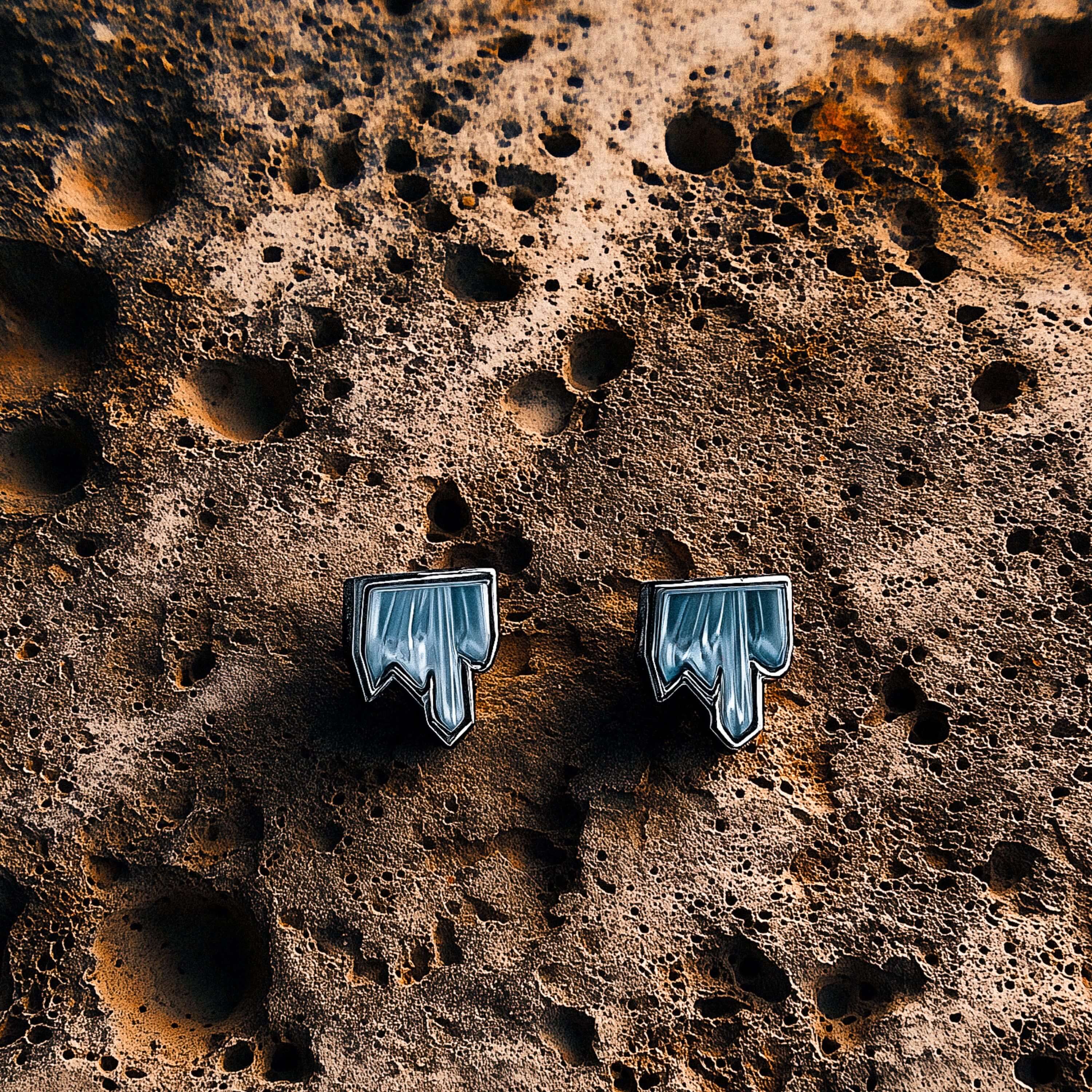 PUCES D'OREILLES TERRAMINERAL - CRISTAL BLEU PERSÉPOLIS, ARGENT