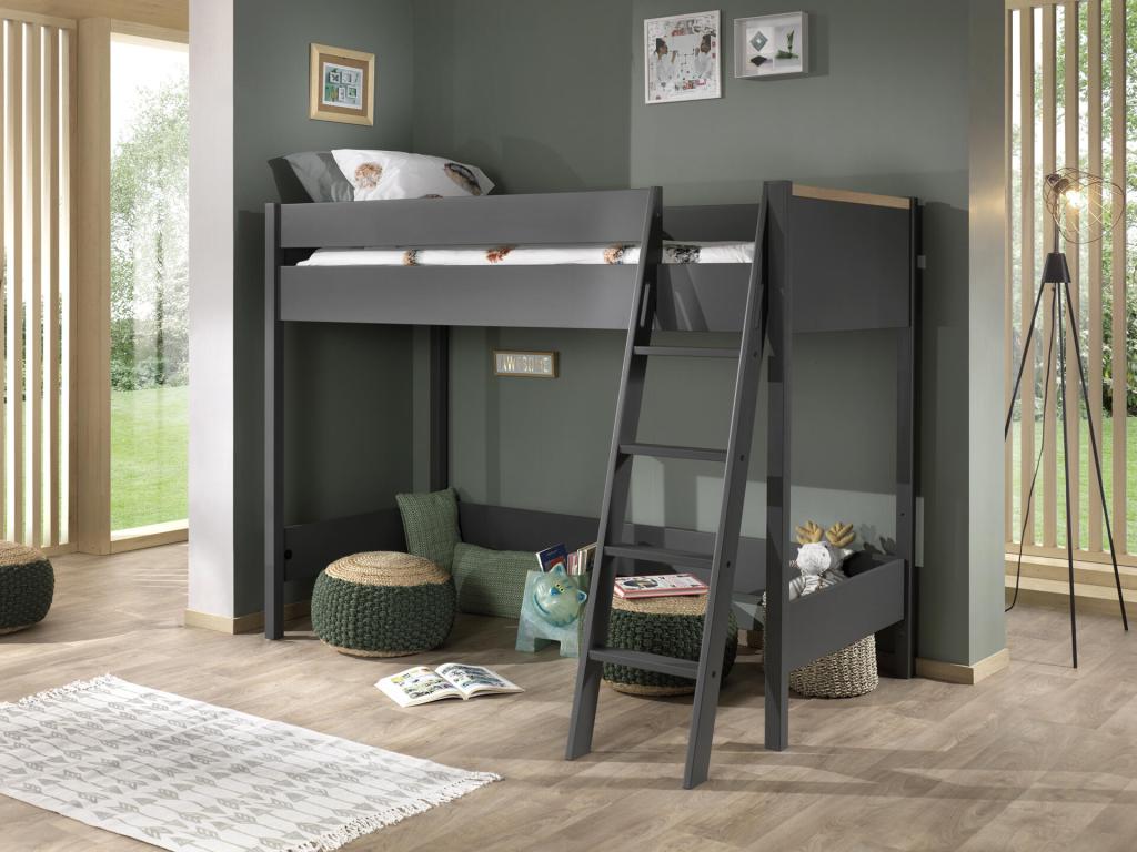 Cama Alta LONDON LB005 139x211x160 Grafito