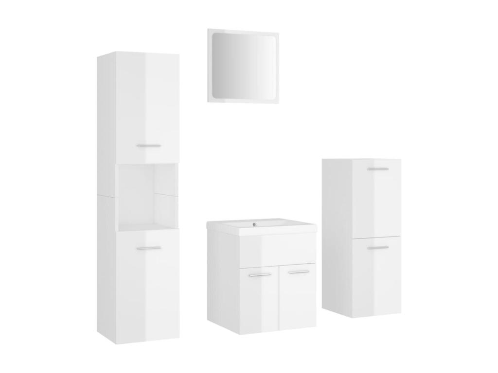 Conjunto de muebles de baño Aglomerado blanco brillo