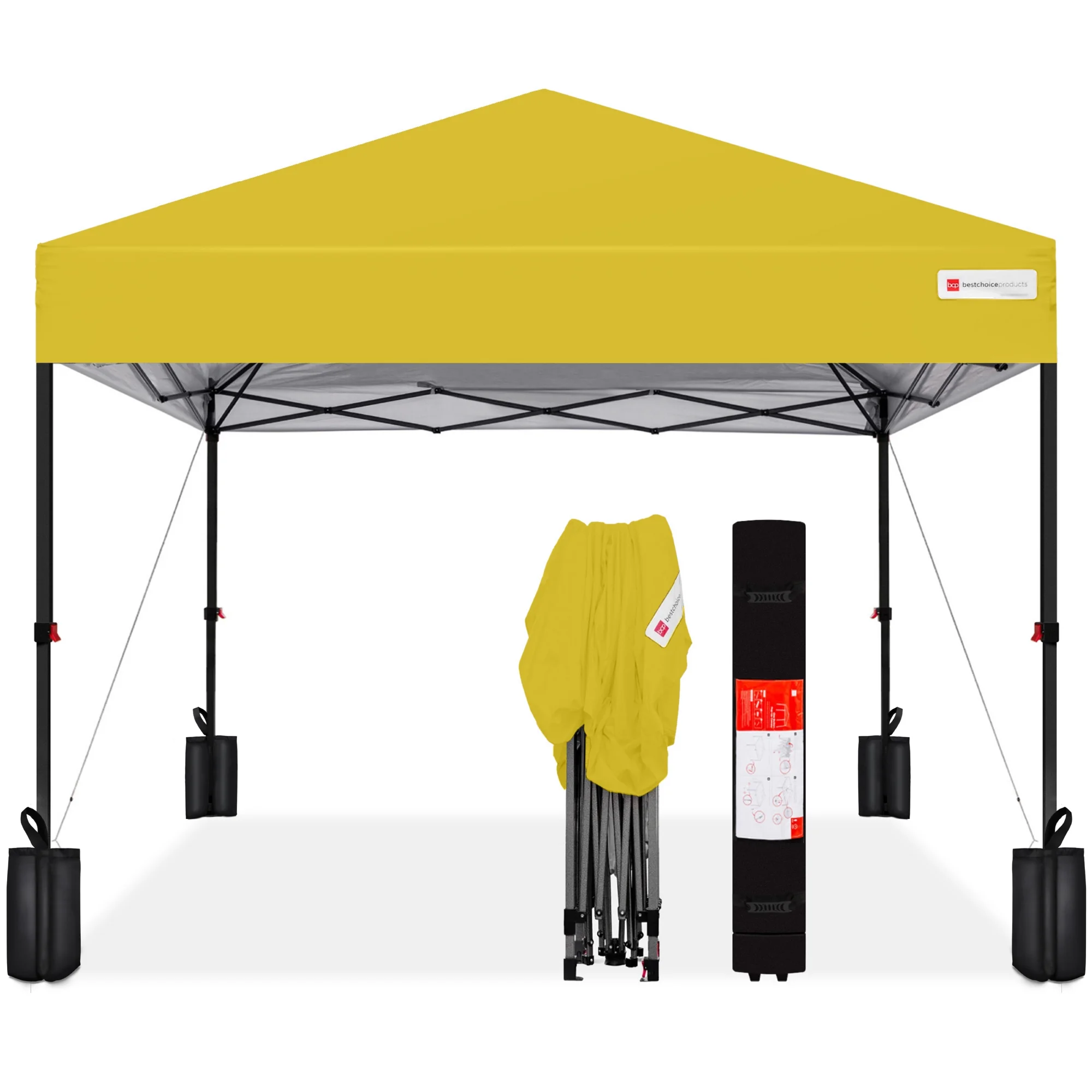 Best Choice Products 10x10ft Easy Setup Pop Up Canopy w/ 1-Button Setup, Wheeled Case, 4 Weight Bags - White - Image 263