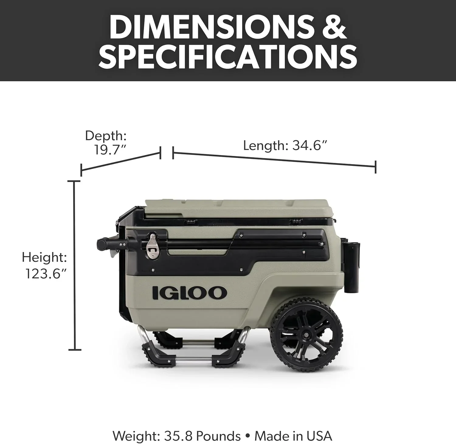 70Qt Wheeled Cooler Insulated Hard Shell Ice Chest