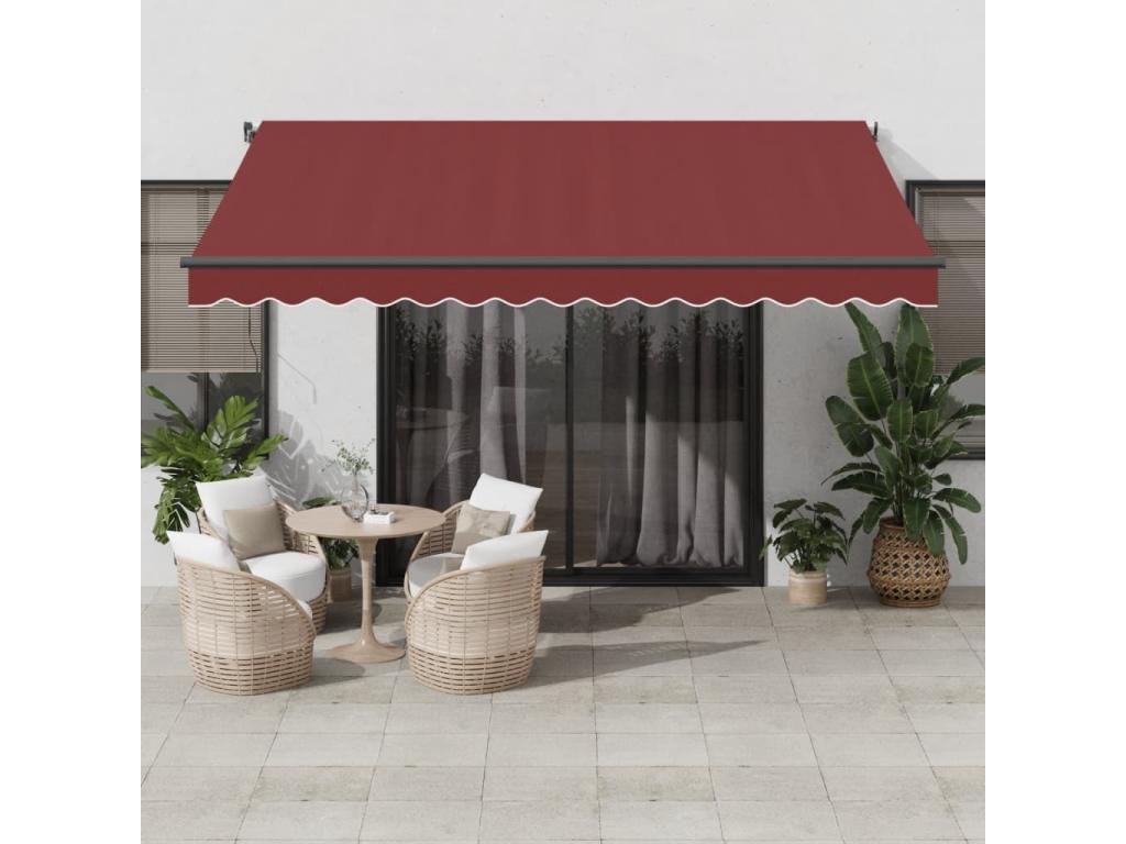 Toldo retráctil manual color burdeos 400x350 cm