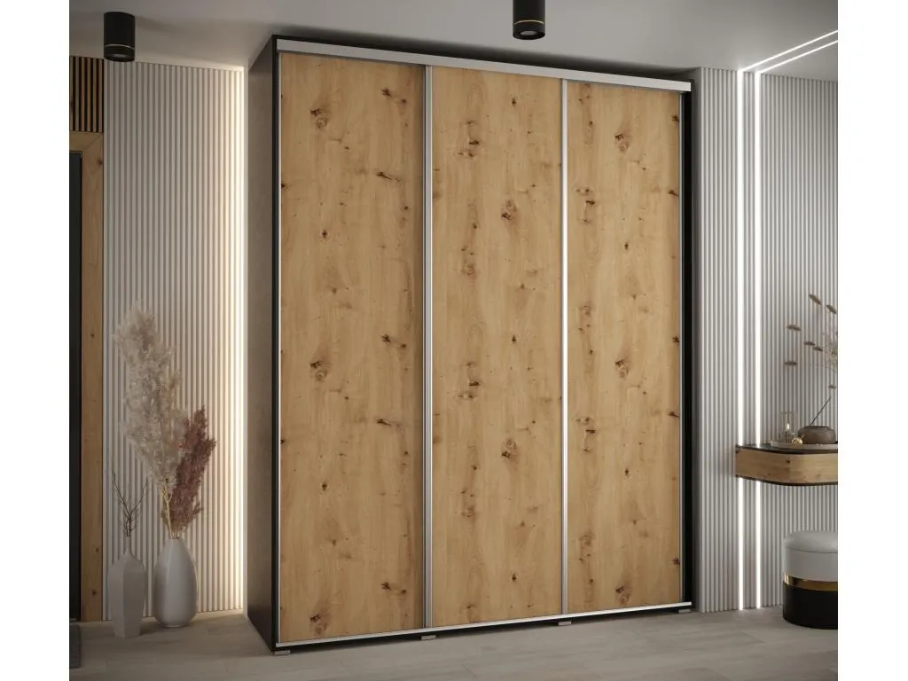 ARMARIO Luxmbls 1 DE PUERTAS CORREDERAS 235.2/200/60 3 puertas (Negro/Artisan/Plata) QWCW33378