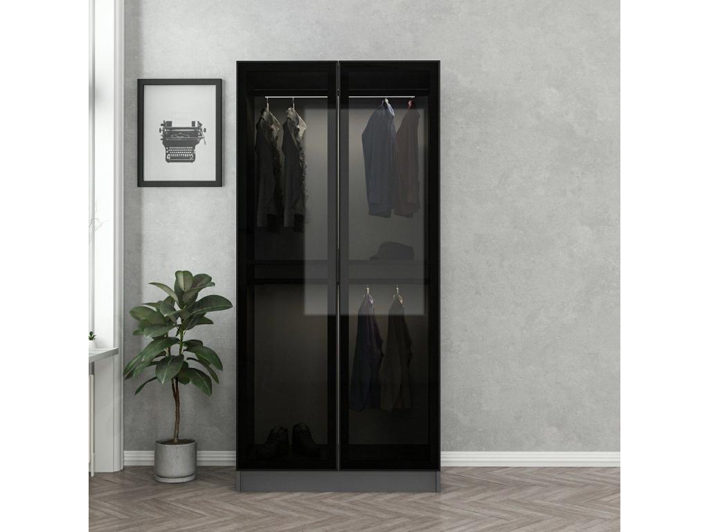 Armario Cozetiq S101 - Negro - Antracita - 210x90x52cm - Puertas de armario Con bisagras
