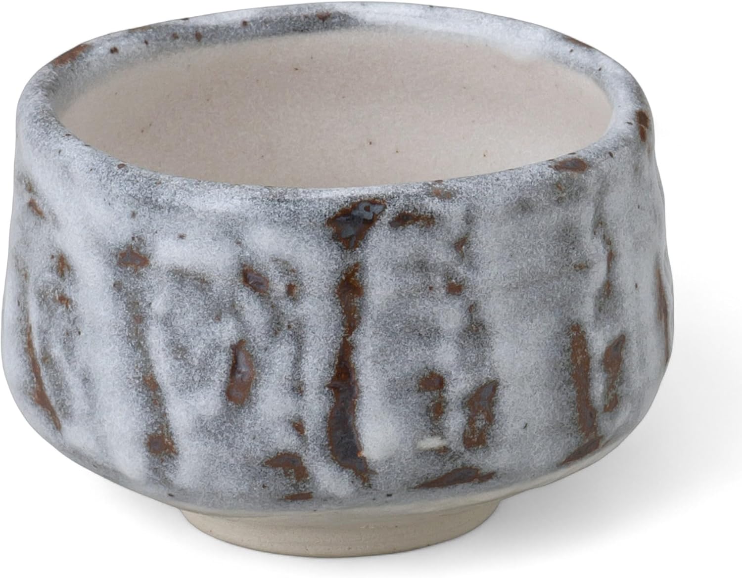 Handmade Ceramic Matcha Tea Bowl Authentic Japanese Tea Ceremony Pottery, Mino Ware Made in Japan, Oni Shino