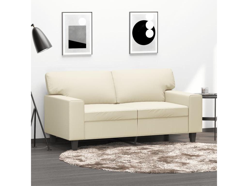 Sofá de 2 plazas de cuero sintético color crema 120 cm
