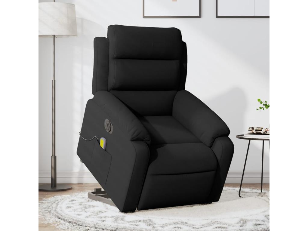 Sillón de masaje reclinable elevable terciopelo negro