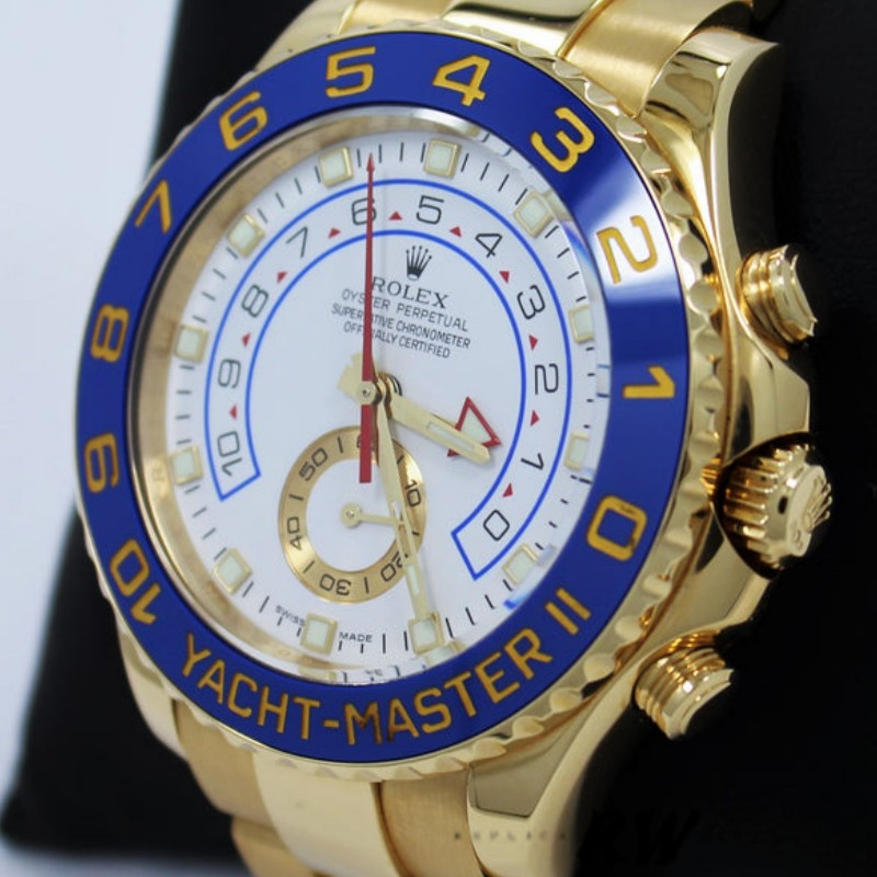 Rolex Yacht-Master II 116688 Yellow Gold White Dial 44mm Mens Replica Watch