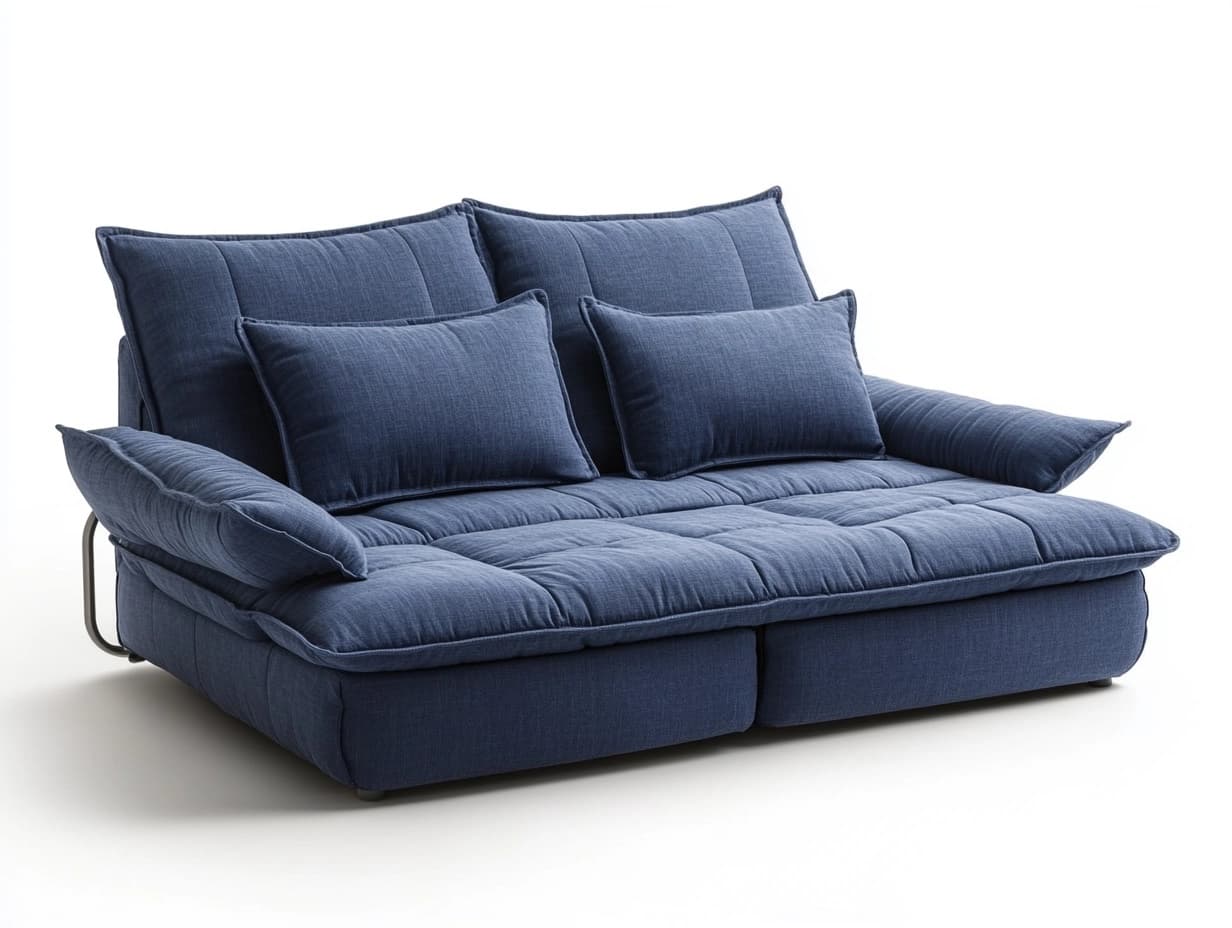 Sofá cama tapizado lino azul 2 plazas 190x100 cm